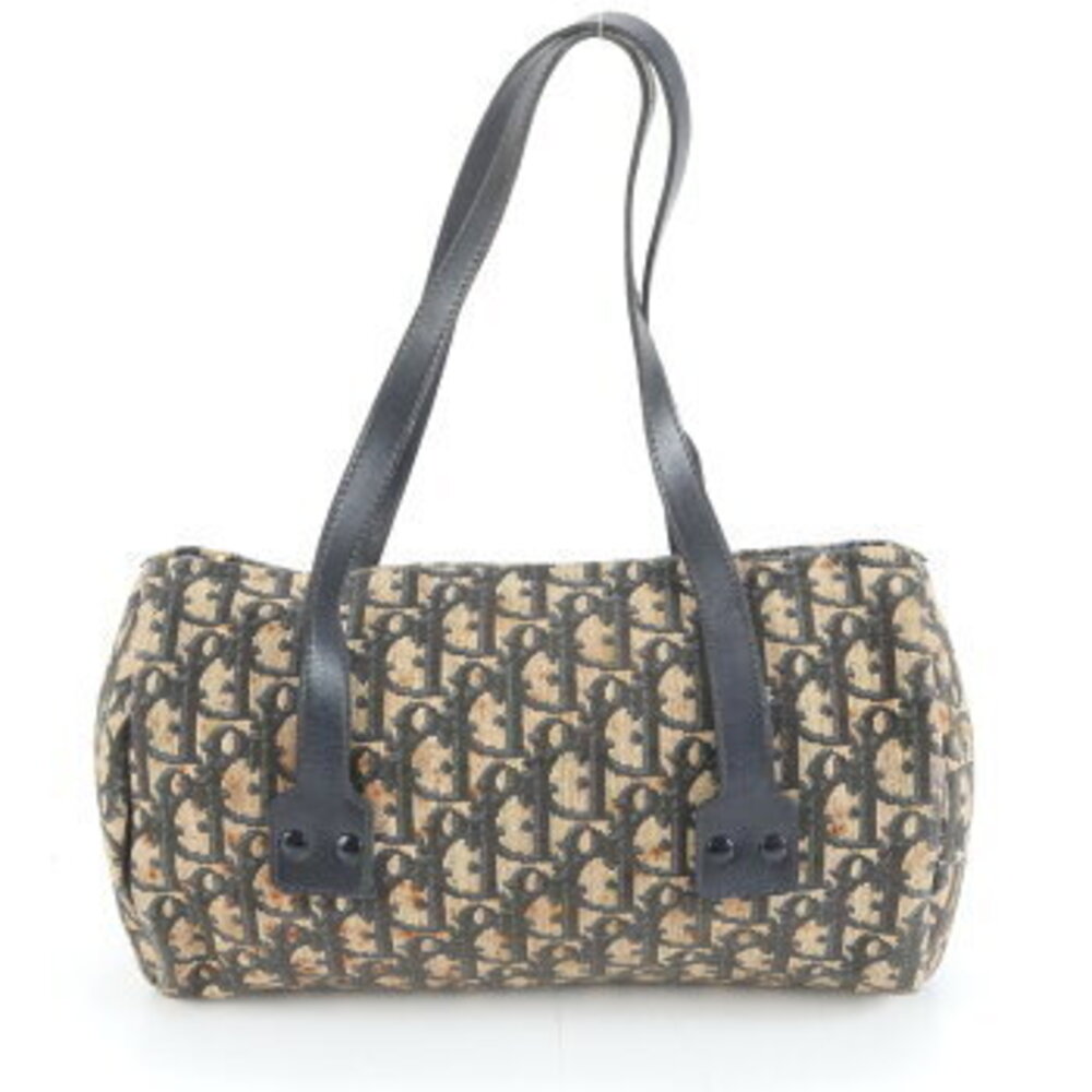 Dior Leather Shoulder Canvas Navy Blue Bag Trotter Christian - Picture 3 of 8